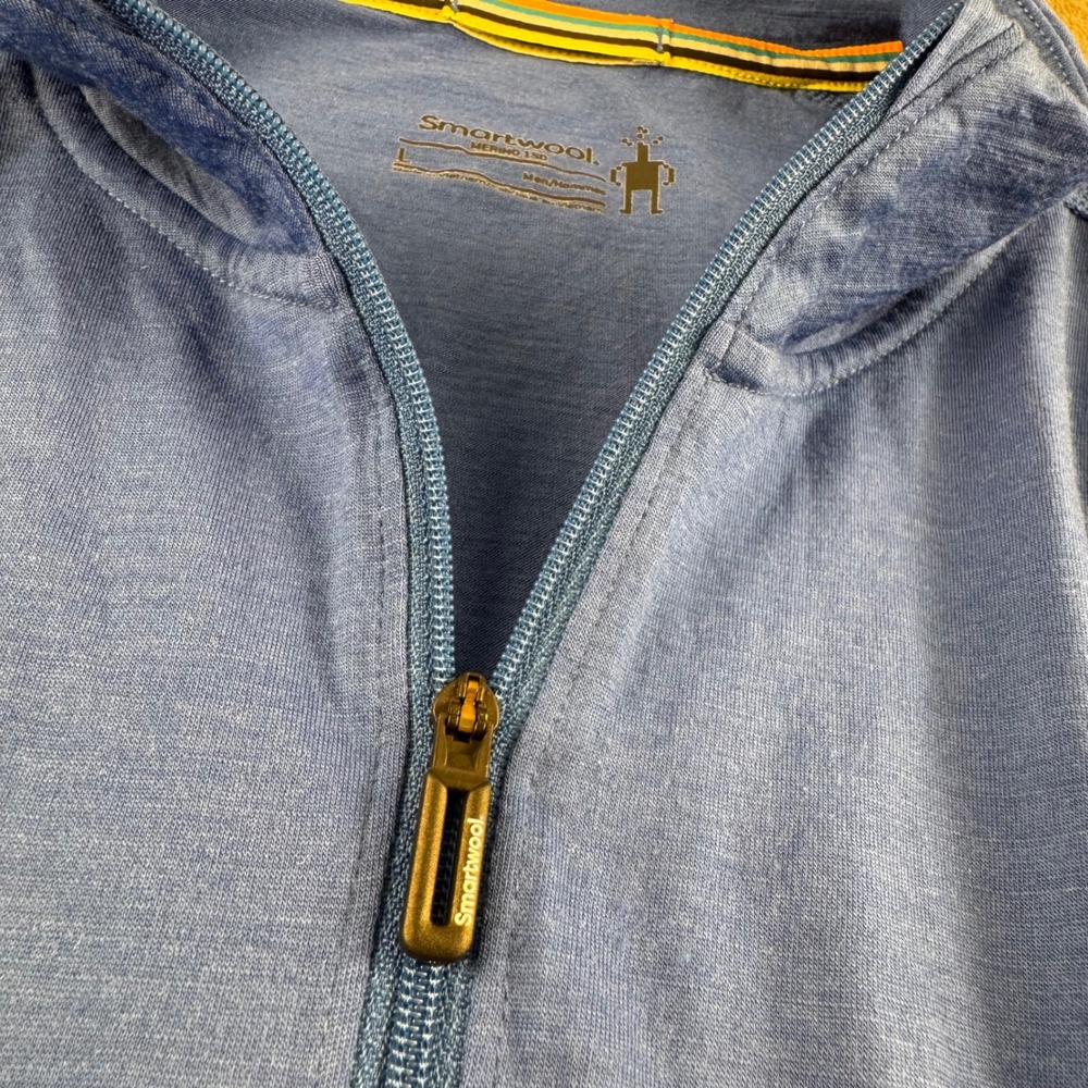 Smartwool Merino 150 Mens Blue Quarter Zip Base Layer Long Sleeve Shirt Large